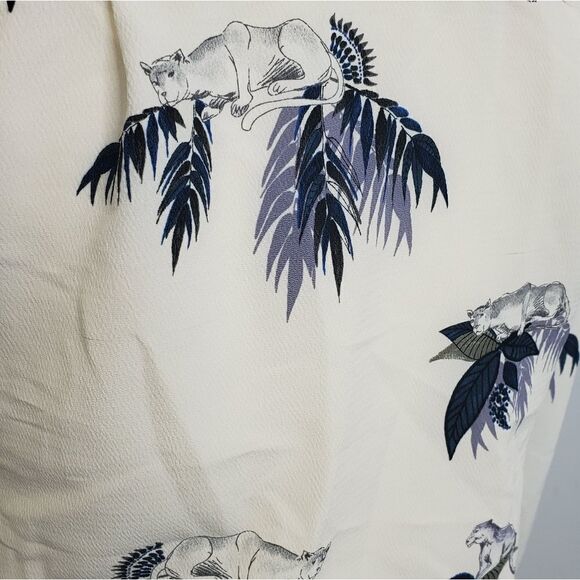 ZARA top big cat jungle button up casual top blouse XS - Picture 7 of 9